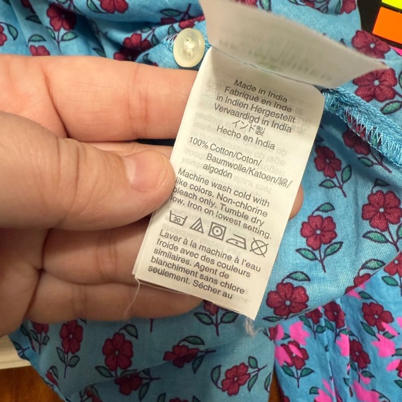 J.Crew‎ Classic Popover Womens Floral Block Print Half Button Down Shirt Size XS - Picture 6 of 6